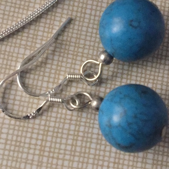 Beautiful Genuine stone SS925Agate howlite Earring - Picture 6 of 8